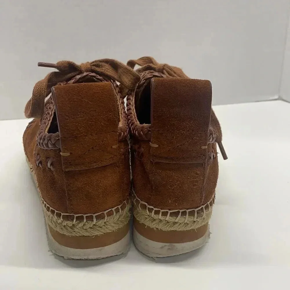 See by Chloe Espadrilles Sneakers Shoes Suede Whipstitch Trim Tan Brown Size 7